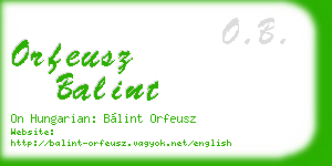 orfeusz balint business card