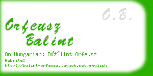 orfeusz balint business card